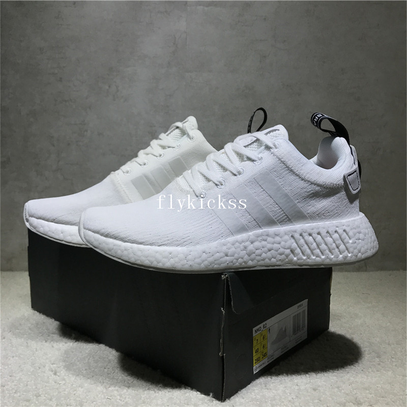 Real Boost Adidas NMD R2 White Black